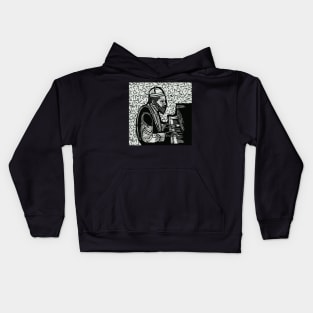 Thelonious Monk Legendary Jazz Piano Player Linotype Art Original Design T-Shirt - Gift for Vinyl Collector, Jazz Fan or Musician Kids Hoodie